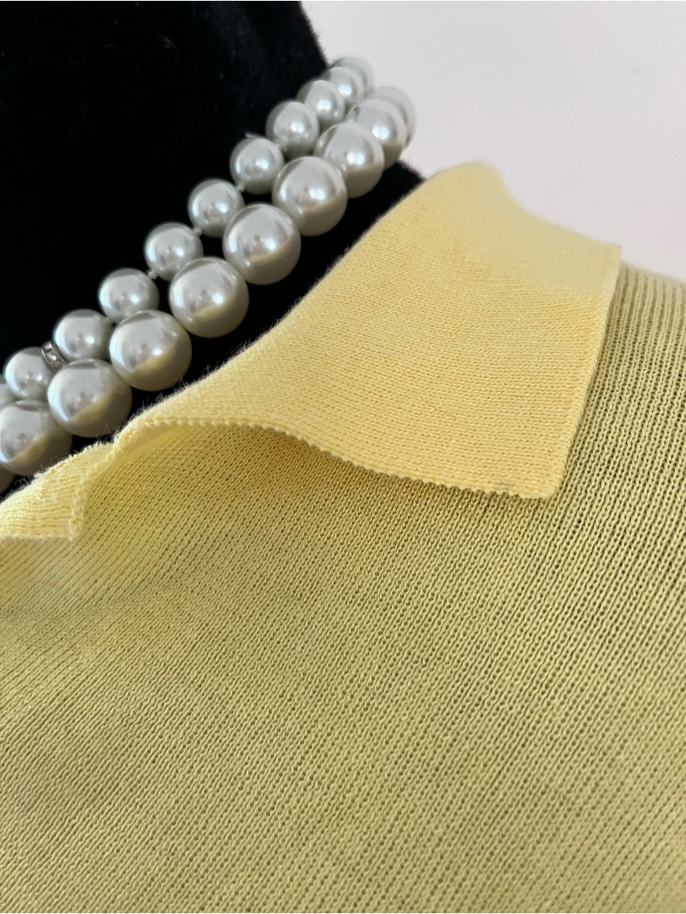 Polo by Ralph Lauren Pale Yellow Cotton Polo-Collar Crew Sweater with Navy Pony - Picture 3 of 7